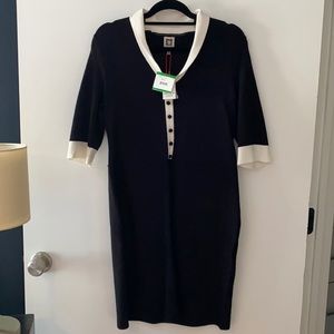NWT Anne Klein Thick Stretch Dress with Collar. Sz L